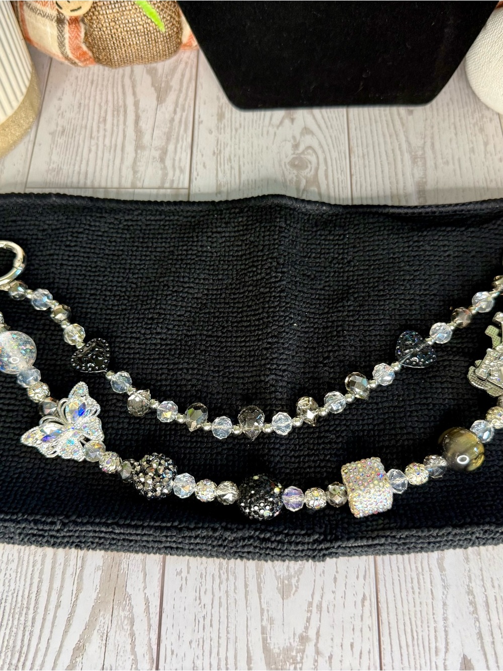 Crystal and Black Beaded Women’s purse clip - Sparkling Accent